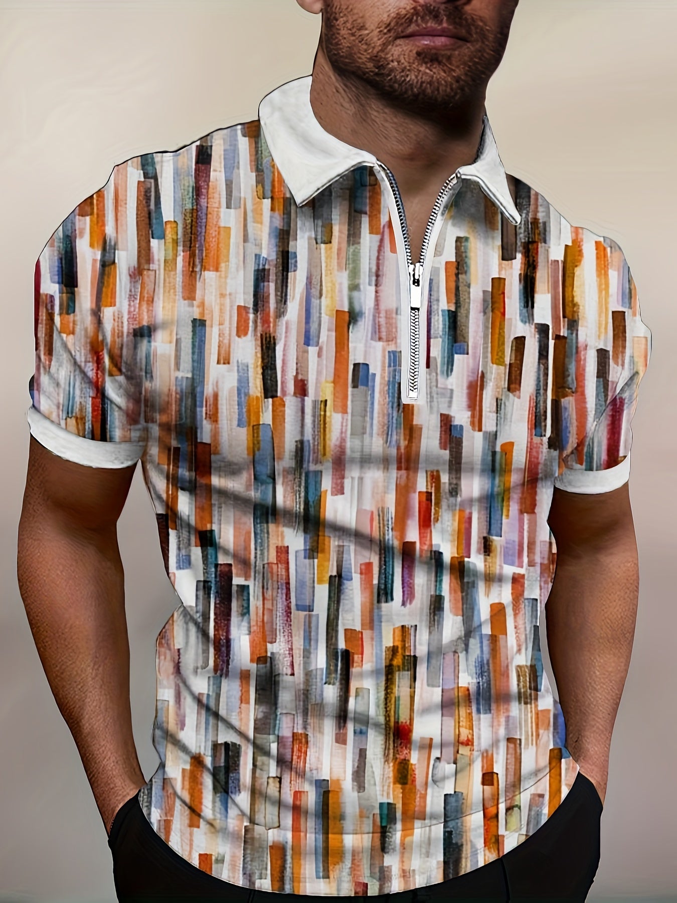 Men's Plaid Shirt Zipper Summer