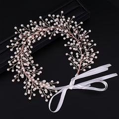 Faux Pearl Hair Band Hair Ornaments Rose Golden Wedding Headwear