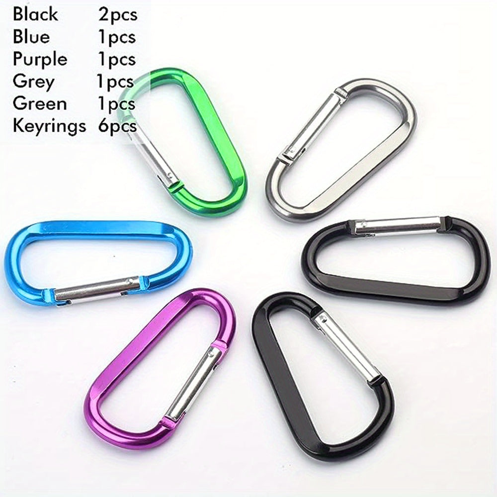 6pcs D Ring Secure Carabiners for Camping Tent Backpack Keychain