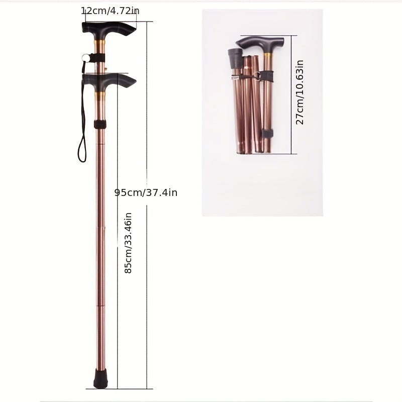 Foldable Lightweight Walking Stick Trekking Pole Adjustable Height
