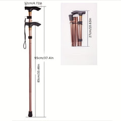 Foldable Lightweight Walking Stick Trekking Pole Adjustable Height