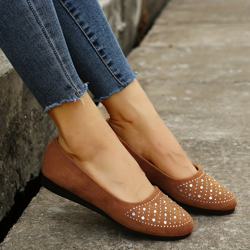 Rhinestone Flat Shoes Slip On Low Top Casual Non slip Shoes