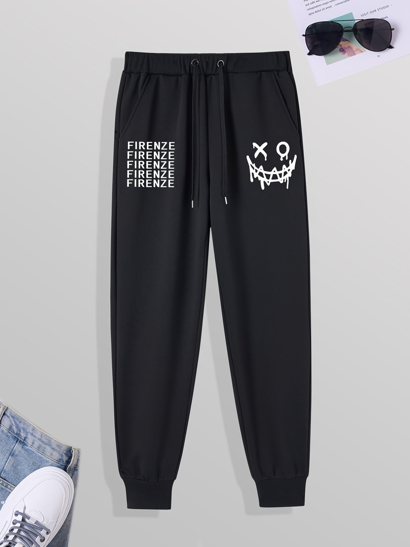 Men's Graphic Print Casual Sweatpants Drawstring Pocket