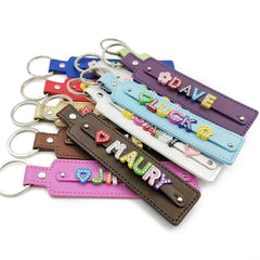 Custom Pet Memorial Keychain with Colorful Letters and Rhinestone String