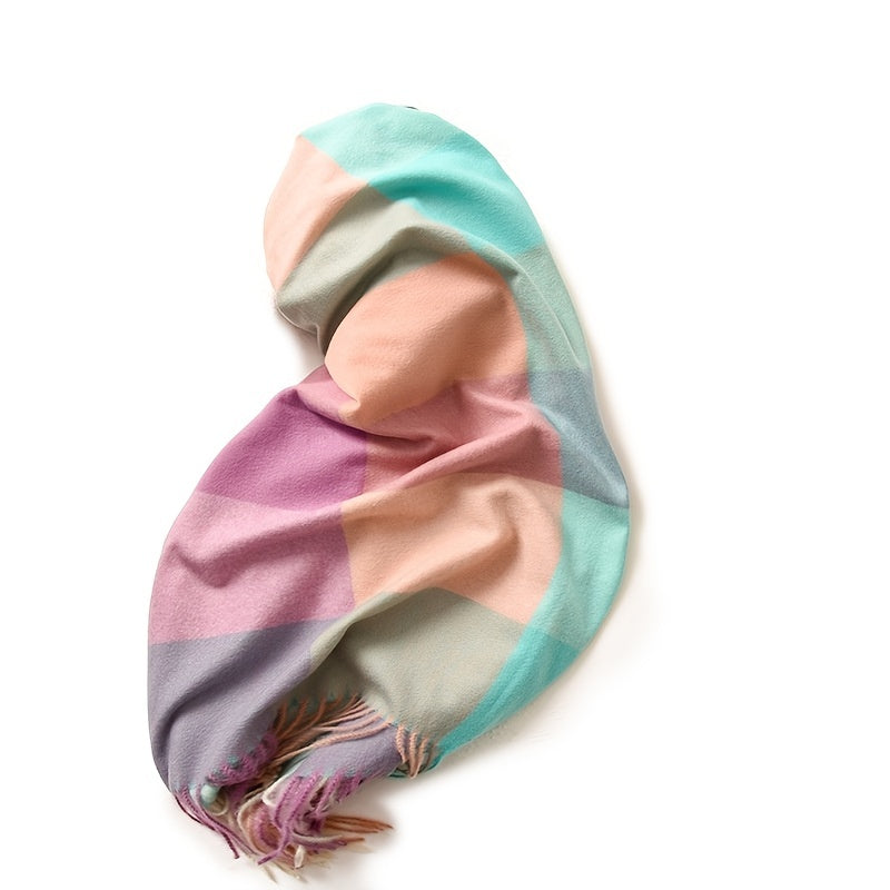 Ladies Striped Plaid Warm Winter Scarf Christmas Gift