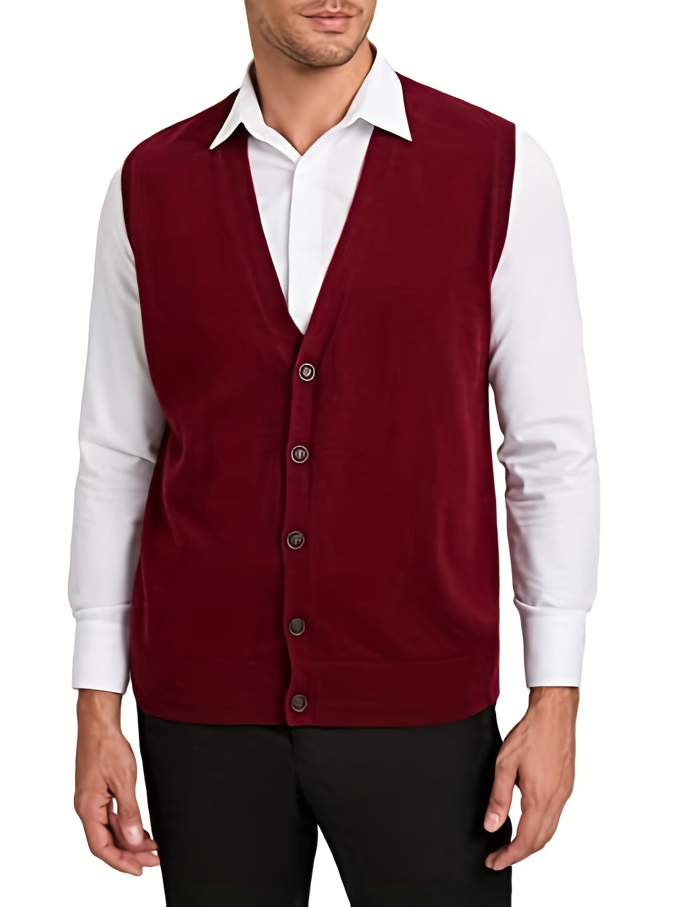 Men's V-Neck Sleeveless Cardigan Knitted Vest