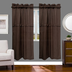Bohemian Linen Window Curtains Button Rod Pocket Curtains