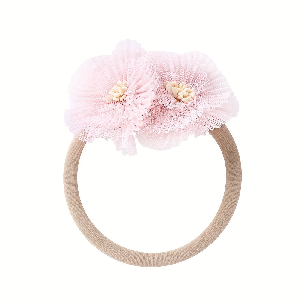 3pcs Baby Girls Mesh Flowers Headband Hair Accessories