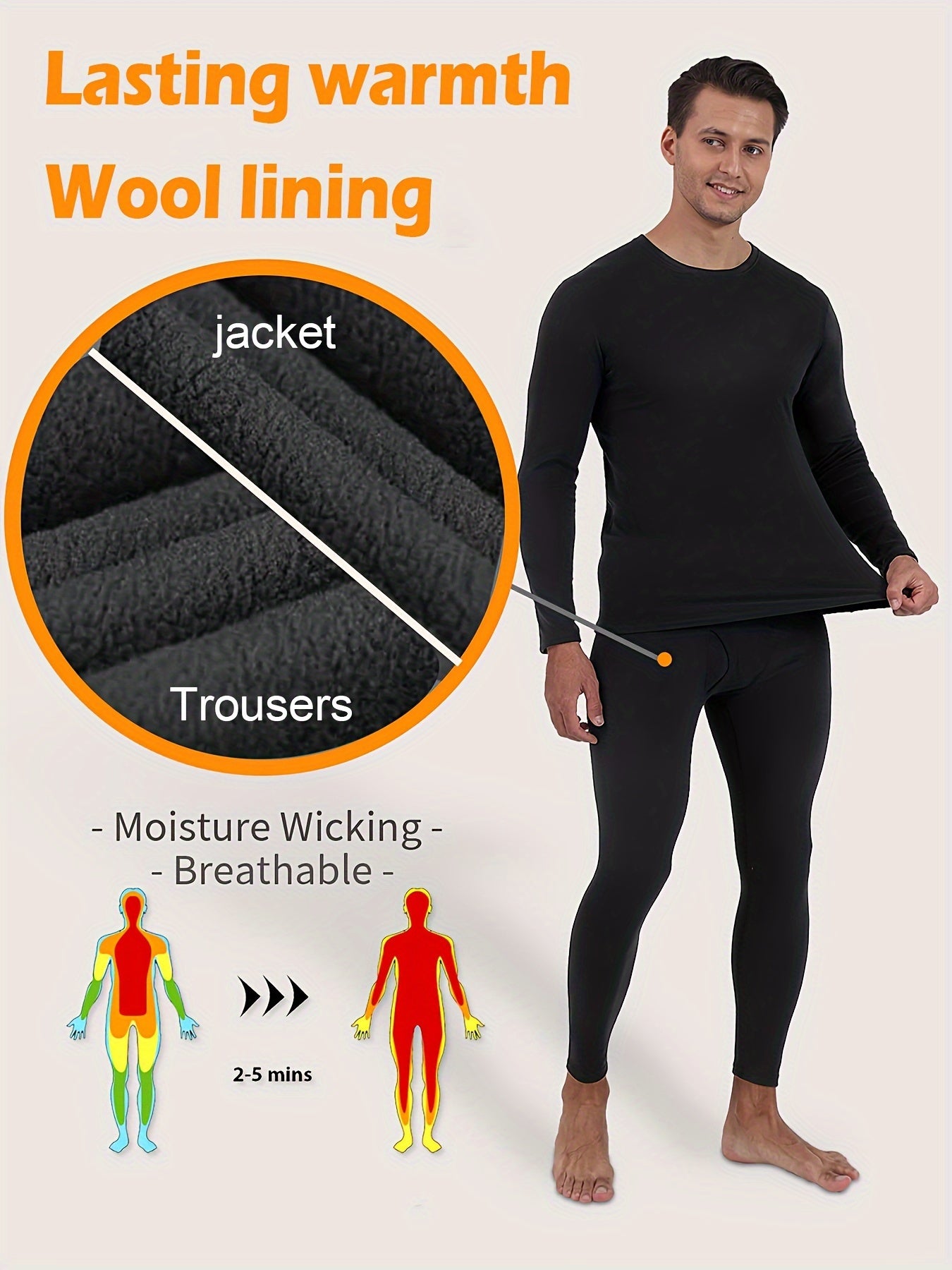 TELALEO Men's Compression Thermal Underwear Base Layer for Winter