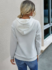 Block Drawstring Hoodie Long Sleeve Sweatshirt