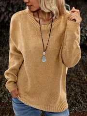 Casual Sweater Women's Plus Solid Long Sleeve Round Neck