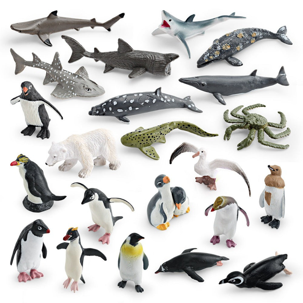 Set of 26 Wild Polar Marine Animals for Education