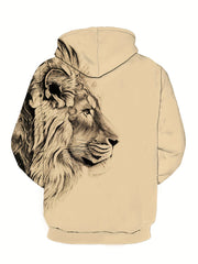 Lion 3d Print Men's Graphic Hoodie Autumn Winter