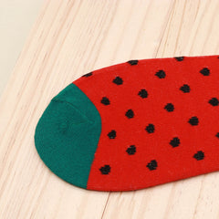 Watermelon Pattern Socks Colorblock Mid Tube Stockings