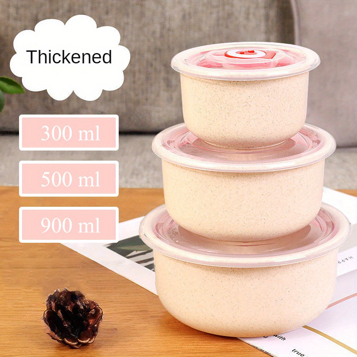 3 PCS Airtight Food Storage Containers Fresh Keeping Bowls Multiple Sizes