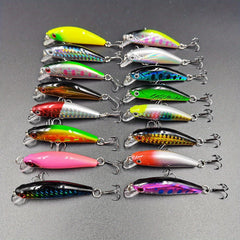 15pcs Bionic Bait 15pcs Sinking Minnow Lures for Bass Perch & Saltwater 5 0 22in