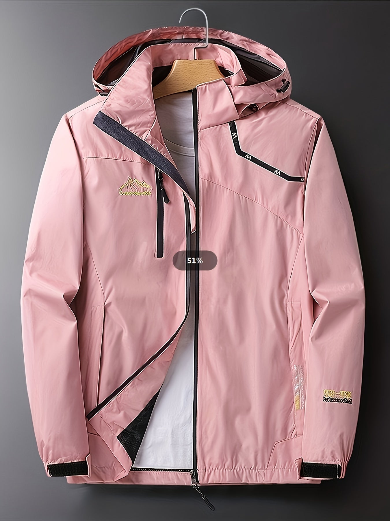 Waterproof Hooded Jacket Full Zipper Climbing Coat