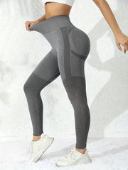 Solid High Waist Yoga Leggings Butt Lifting Sports Tight