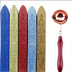 Wax Stick & Spoon Kit 5 Seal Stamp With 1 Seal Spoon Accessories