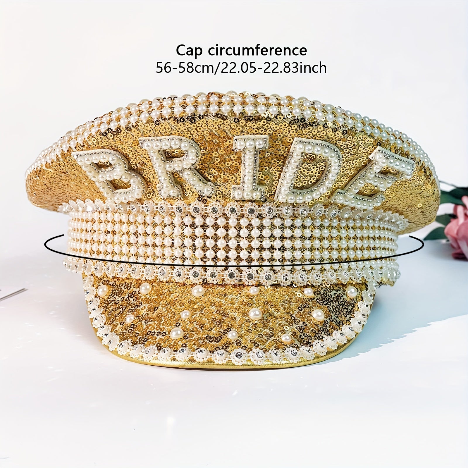 Bride Hat Faux Pearl Sequin Decor for Bachelorette Parties
