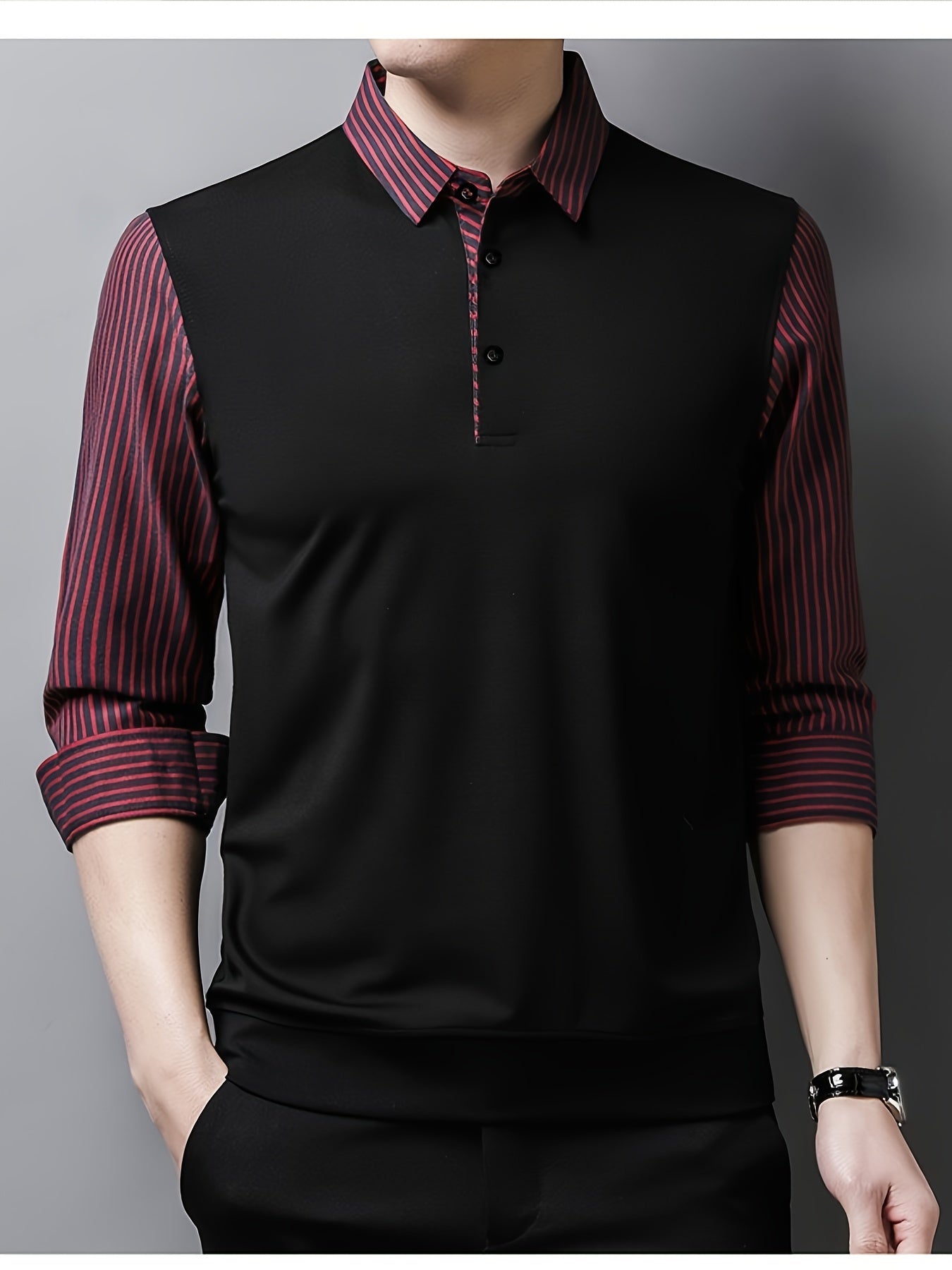 Men's Button Stripe Long Sleeve Shirt For Winter Fall