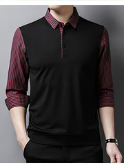 Men's Button Stripe Long Sleeve Shirt For Winter Fall