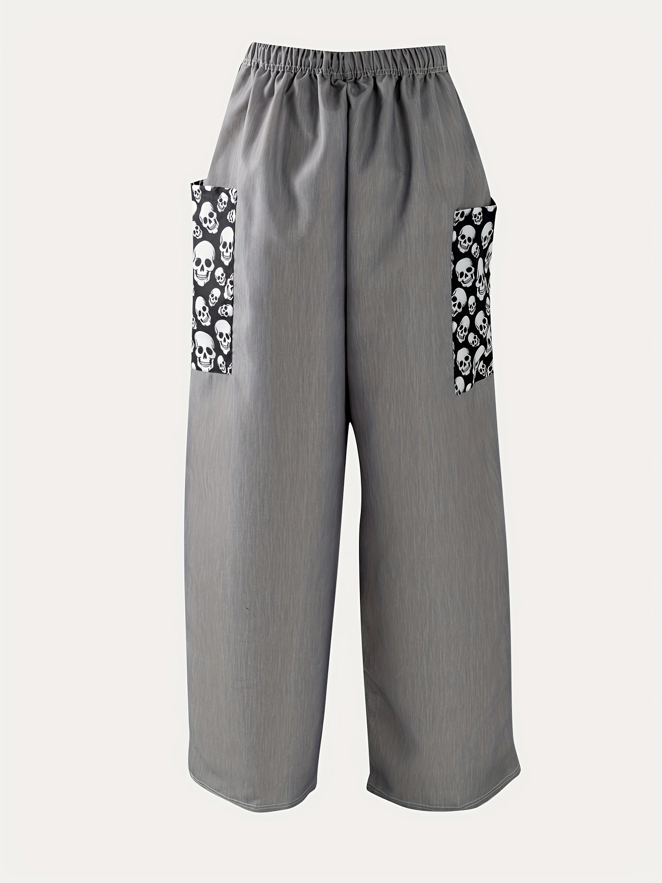 Skull Pattern Wide Leg Pants Casual Loose Pants