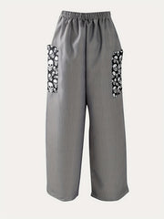 Skull Pattern Wide Leg Pants Casual Loose Pants