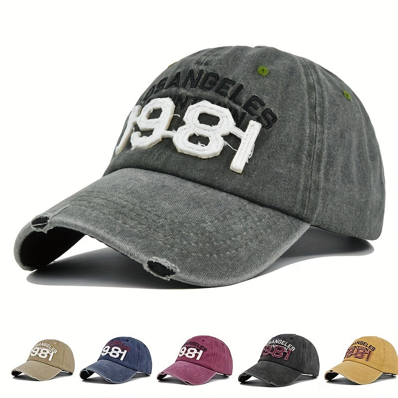 Retro 1981 3D Embroidery Baseball Cap Washed Old Sun Visor