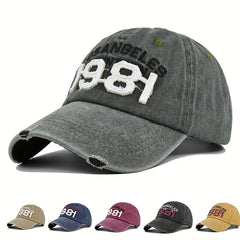 Retro 1981 3D Embroidery Baseball Cap Washed Old Sun Visor