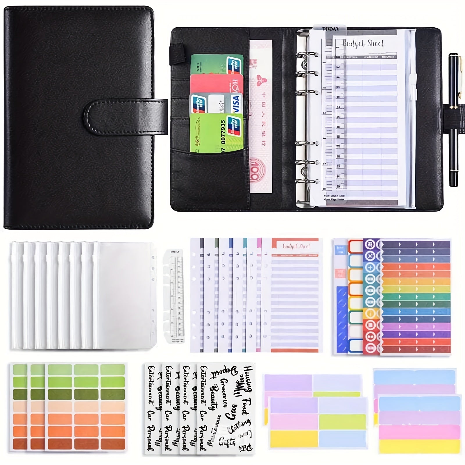 Budget Binder Set with Zipper Envelope A6 Budget Folder