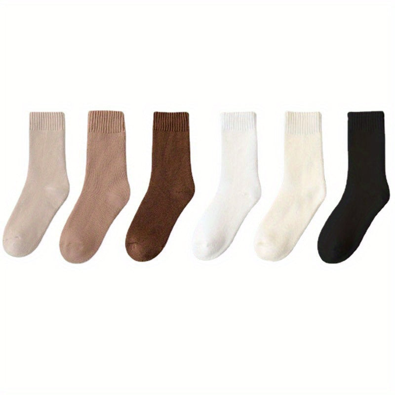 6 Pairs Warm Mid Tube Socks Women's Stockings