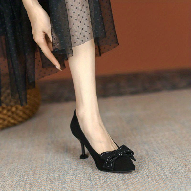 Bowknot Stiletto Heels Pointed Toe Dress Pumps Party Heels