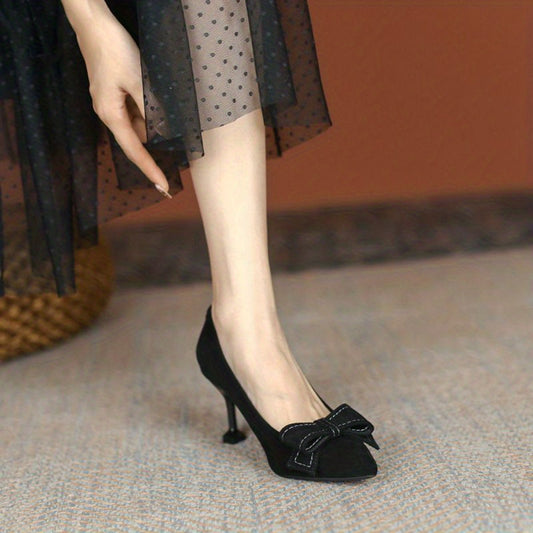 Bowknot Stiletto Heels Pointed Toe Dress Pumps Party Heels