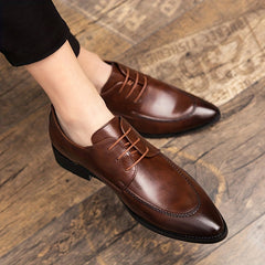 Men's Derby Shoes Lace up Front PU Leather Dress Shoes For Men