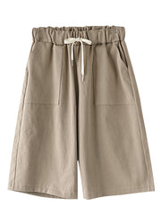 High Rise Wide Leg Drawstring Shorts Women's Plus