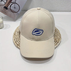 Label Decor Baseball Cap Solid Casual Couple Dad Hats Unisex Adjustable Sun Hats