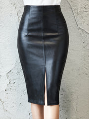 Sexy Leather Slim Slit Skirts Casual PU Bodycon Skirts
