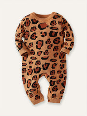 Infant Baby Leopard Sweater Long Sleeve Jumpsuit