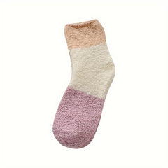 5 Pairs Colorblock Fuzzy Socks Women's Stockings