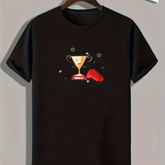 Trophy Pattern Print Men's Sports T-shirt