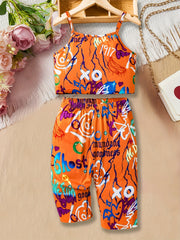 Girls Colorful Bear Tank Top and Long Pants Set