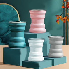 Portable Silicone Foldable Cup Heat Resistant Collapsible Cups With Lid