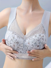 Floral Lace Sports Bra Wirefree Comfortable Fitness Yoga Bra Women's Activewear