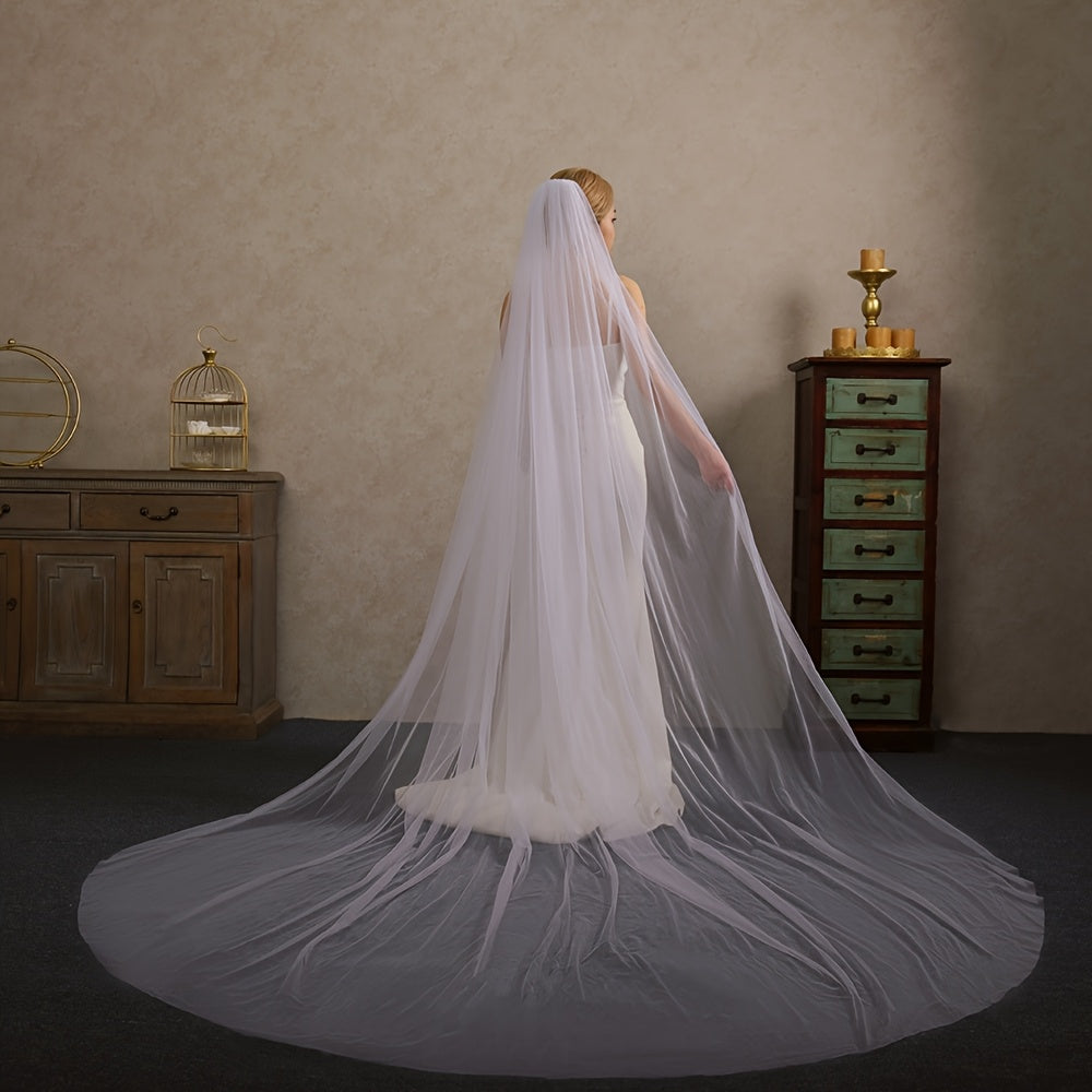Cathedral Length Bridal Veil Soft Nylon Wedding Accessory