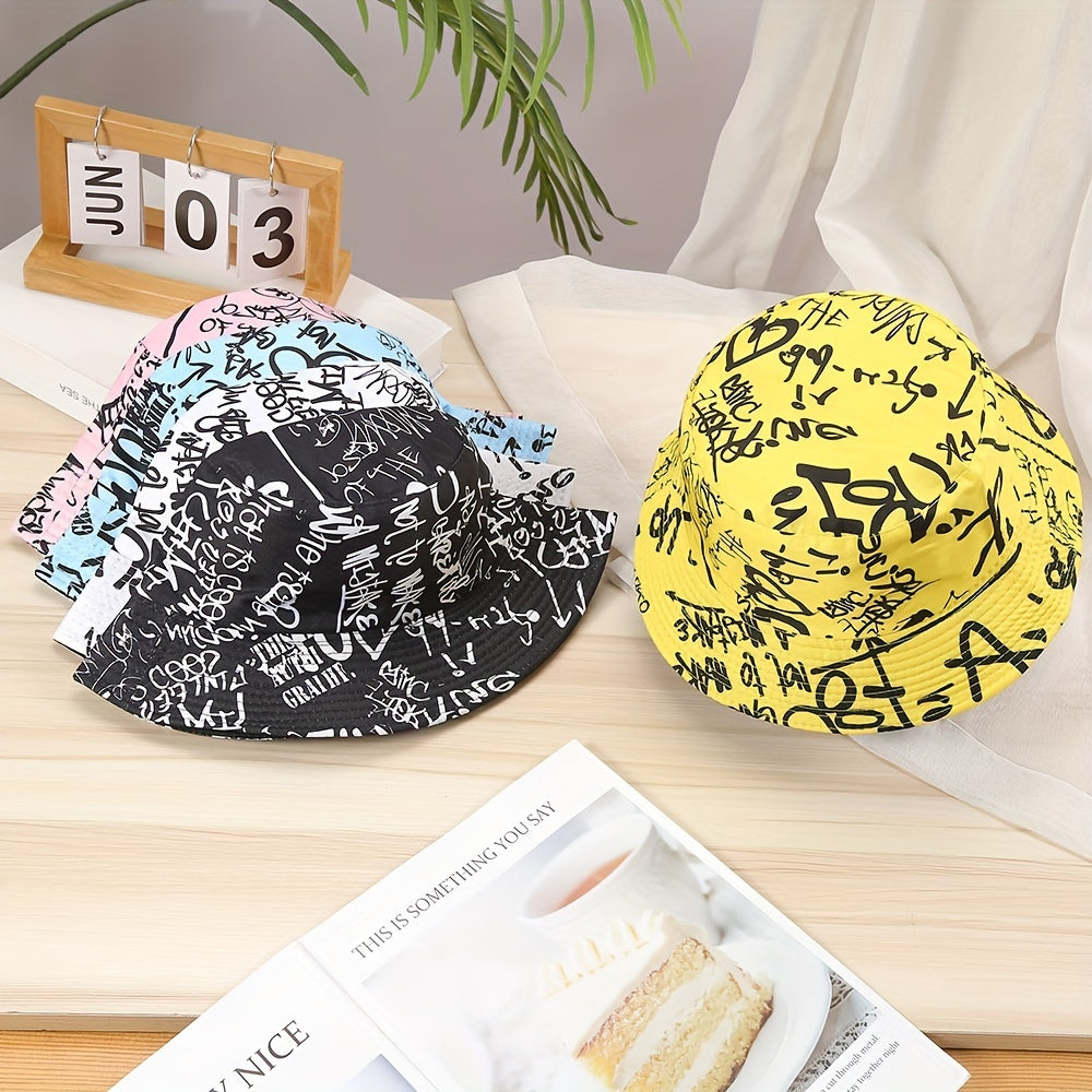 Men's Letter Print Basin Hat Sun Visor, Couple Fisherman Hat