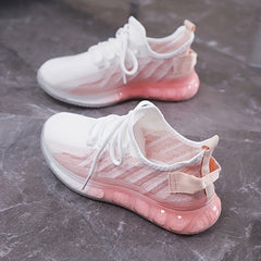 Women's Ombre Knit Mesh Lace Up Running Shoes