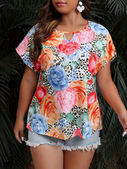 Floral Print Bat Sleeve Blouse