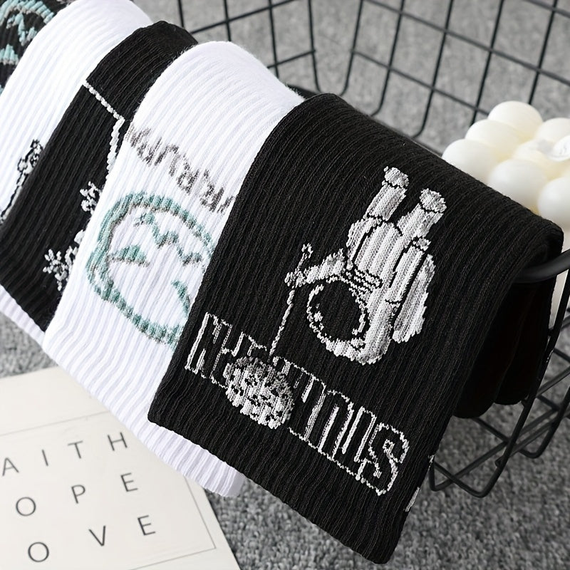 Men's Crew Socks Cartoon Pattern Basketball Socks