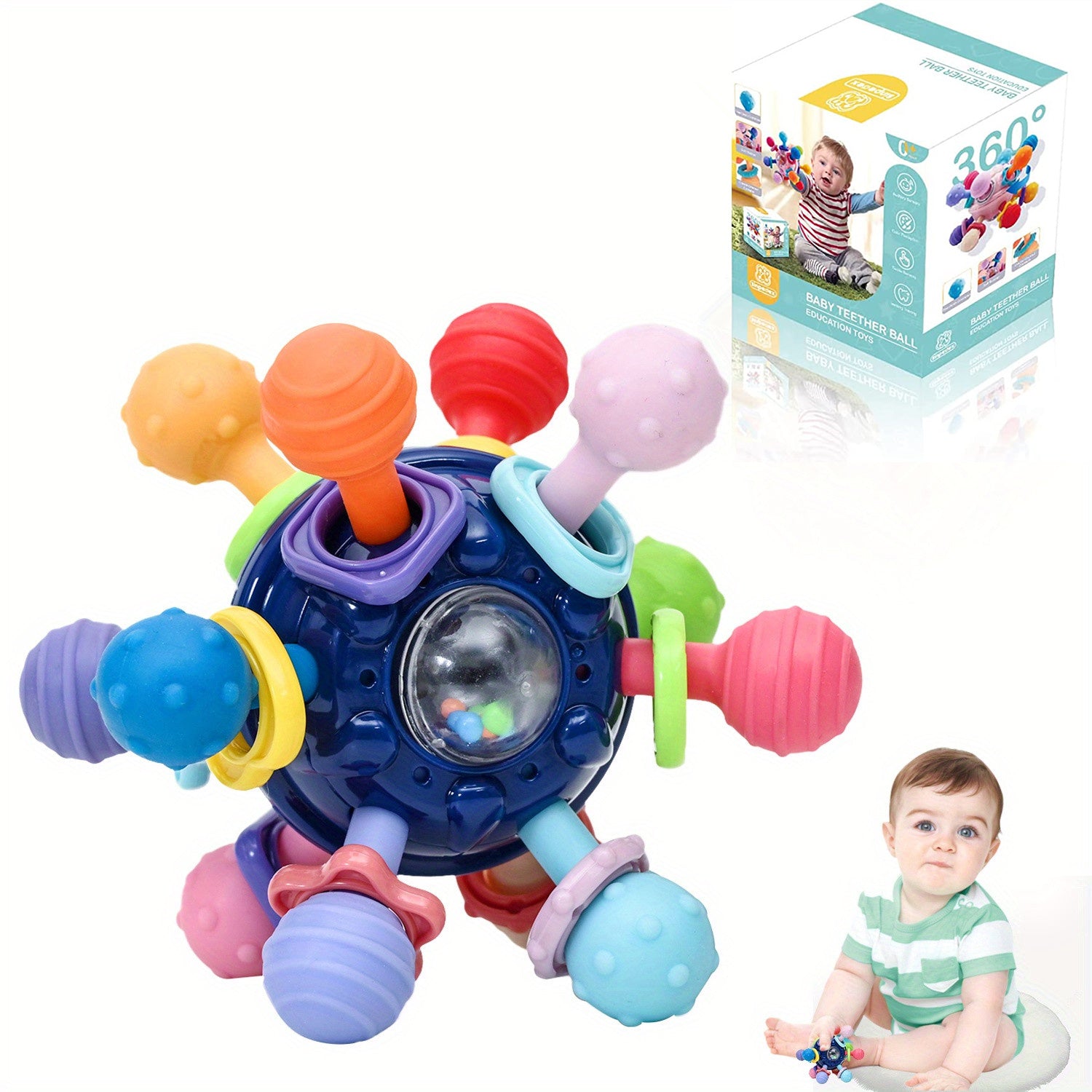 Montessori Teething Toy for Babies 0-12 Months